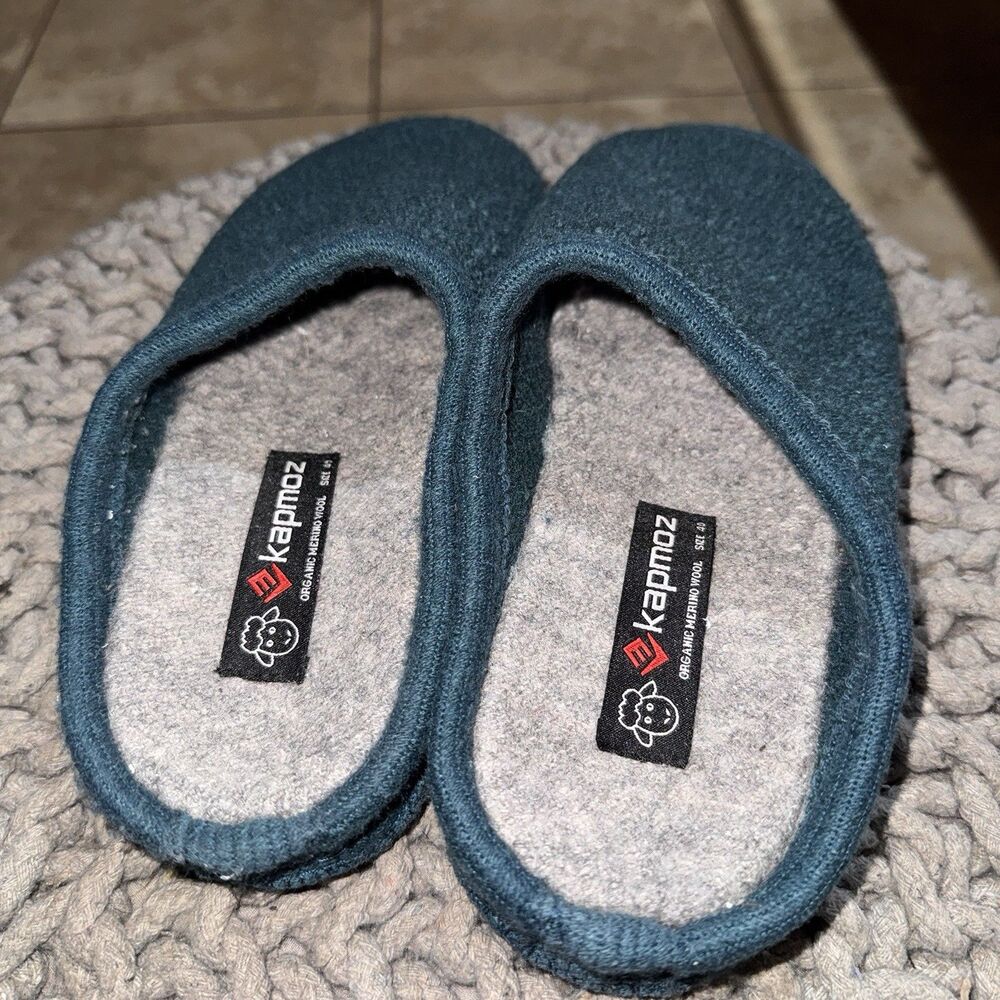 Organic Merino Sz 9.5 Le KAPMOZ Unisex Wool House Slippers Gray Slip On EU Sz 40 - Picture 2 of 4